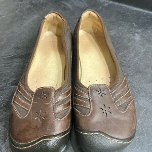 Keen Brown Paradise Ballerina Leather Flats Wm 9 Slip On Casual Y2K